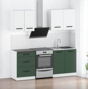 Meble Kuchenne Białe Butelkowa Zieleń 2.0m Modułowy Zestaw Mebli Kuchennych 2