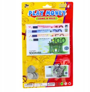 Zestaw Pieniądze Zabawkowe Euro Banknoty Monety Eurozawieszka 3