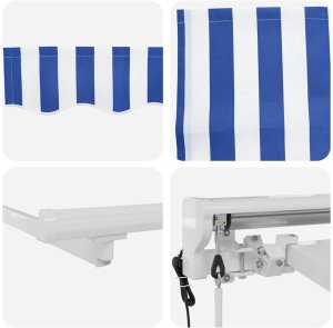 vidaXL Markiza zwijana Paski Niebieski i biały 3