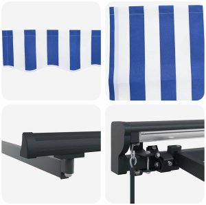 vidaXL Markiza zwijana Niebieski i biały 300x250 cm 8