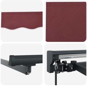 vidaXL Markiza zwijana Burgund czerwony 300x250 cm Poliester 8
