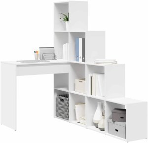 vidaXL Biurko narożne Biały Standardowe Drewno inżynieryjne i MDF 3