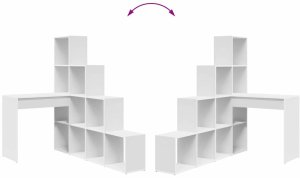 vidaXL Biurko narożne Biały Standardowe Drewno inżynieryjne i MDF 9