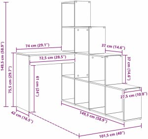 vidaXL Biurko narożne Biały Standardowe Drewno inżynieryjne i MDF 10