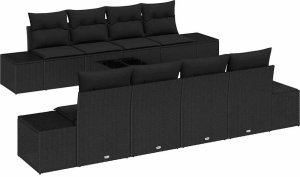 vidaXL Sofa 6 pcs Czarny 294 x 62 x 69 cm polirattan 2