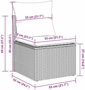 vidaXL Sofa 6 pcs Czarny 294 x 62 x 69 cm polirattan 10