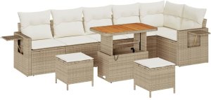 vidaXL Zestaw Sof na Ogród Beżowy i kremowy 289 x 124 x 85 cm 2