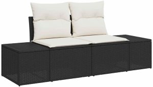 vidaXL Zestaw Sof na Ogród z poduszką 7 pcs Czarny Rattan PE 4