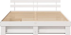 vidaXL Ramka łóżka Biały 200 x 200 cm Drewno sosnowe i Drewno sosnowe 3