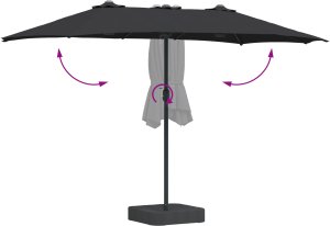 vidaXL Parasolka ogrodowa Czarny 385 x 209 x 244 cm tkanina 6
