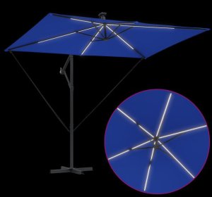 vidaXL Parasol banana na wysięgniku Niebieski 294 x 200 x 254 cm 2