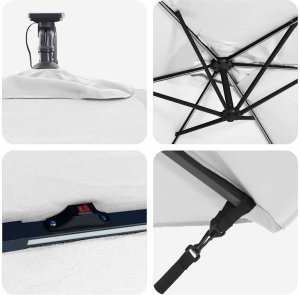 vidaXL Parasol banana na wysięgniku piaskowy 294 x 200 x 254 cm 8