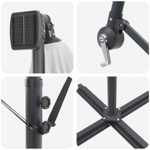 vidaXL Parasol banana na wysięgniku piaskowy 294 x 200 x 254 cm 9