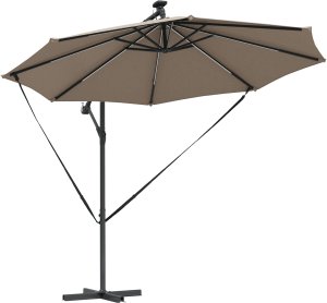 vidaXL Parasol banana na wysięgniku Ciemnoszary 294 x 294 x 248 cm 3