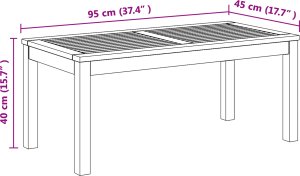 vidaXL Stół Ogrodowy Brązowy 95 x 45 x 40 cm Lite drewno tekowe 7