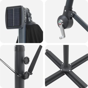 vidaXL Parasol banana na wysięgniku Czarny 294 x 200 x 254 cm 2