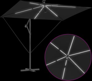 vidaXL Parasol banana na wysięgniku Czarny 294 x 200 x 254 cm 3