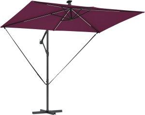 vidaXL Parasol banana na wysięgniku Bordowy 294 x 200 x 254 cm 2