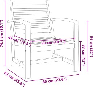 vidaXL Krzesła ogrodowe 2 pcs Brązowy 60 x 65 x 76.5 cm 8