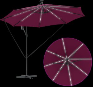 vidaXL Parasol banana na wysięgniku Bordowy 294 x 294 x 248 cm 3