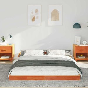 vidaXL Ramka łóżka Woskowy brąz 150 x 200 cm Lite drewno sosnowe 2