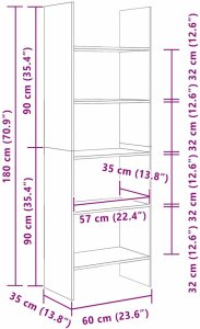 vidaXL Szafka na książki Stare drewno 60 x 35 x 180 cm 8