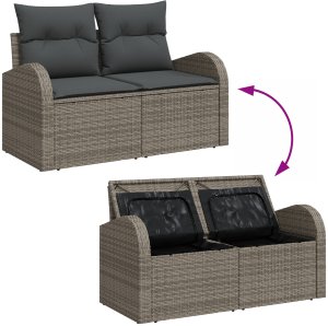 vidaXL Zestaw sof ogrodowych 6-częściowy z poduszkami Szary Polirattan 9