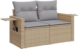 vidaXL Zestaw sof ogrodowych 13-elementowy z poduszkami Beżowy Polirattan Akacja 2