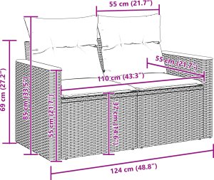 vidaXL Zestaw sofy ogrodowej z poduszkami Beżowy Polirattan Akacja 3
