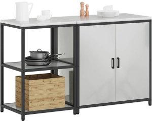 vidaXL Zestaw do przechowywania w kuchni z półką 2 pcs Srebrny 3