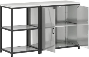 vidaXL Zestaw do przechowywania w kuchni z półką 2 pcs Srebrny 7