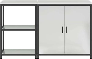vidaXL Zestaw do przechowywania w kuchni z półką 2 pcs Srebrny 8