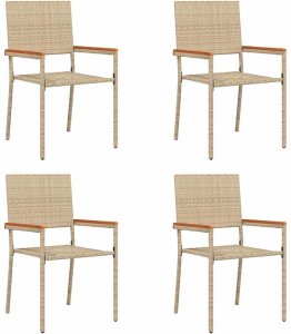 vidaXL Krzesła Ogrodowe 4 pcs Kremowy, brązowy 2