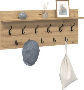 vidaXL Wieszak na płaszcze montowany na ścianie z półką dąb artisan 2