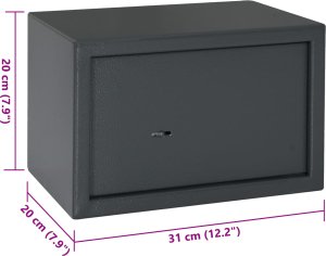 vidaXL Sejf z zamkiem na klucz Ciemnoszary 20x31x20 cm Stal 6