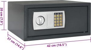 vidaXL Ciemnoszary sejf elektroniczny 42x37x20 cm ze stali 7