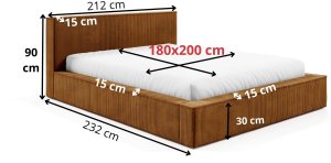 Łóżko FILO 180x200 stelaż drewniany , szerokie boki, Sztruks poso 001 2