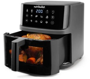 Frytkownica beztłuszczowa Nutribullet Frytkownica na gorące powietrze CRISPLITE VISION(czarny/srebrny, 2.000 Watt, kosz 8 Liter, z oknem) 3