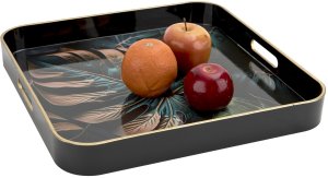 Taca dekoracyjna 38x38x4,5 cm Liść niebiesko-złota 172026 2