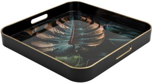 Taca dekoracyjna 38x38x4,5 cm Liść niebiesko-złota 172026 4