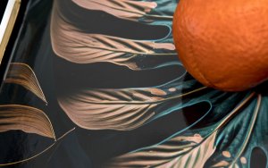 Taca dekoracyjna 38x38x4,5 cm Liść niebiesko-złota 172026 9