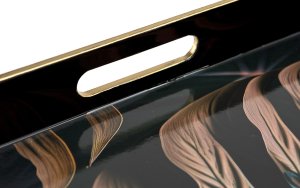 Taca dekoracyjna 35x35x4 cm Liść niebiesko-złota 172026 6