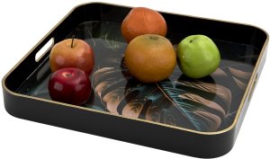 Taca dekoracyjna 35x35x4 cm Liść niebiesko-złota 172026 7