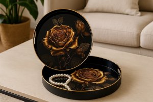 Taca dekoracyjna 35 cm Złota róża 172023 9