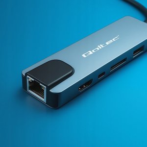 HUB USB Qoltec HUB Adapter USB-C 5w1 | USB-C PD 100W | 2xUSB | HDMI 4K | RJ45 4