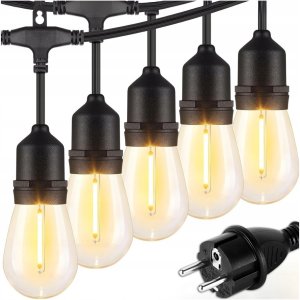 GIRLANDA OGRODOWA ŚWIETLNA 20M 20X LED ŻARÓWKI E27 WODOSZCZELNA WYTRZYMAŁA 1
