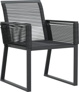 vidaXL Zestaw mebli ogrodowych 6-częściowy, czarny, stalowy i z poliratanem. 3