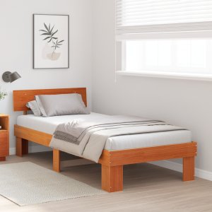 vidaXL Ramka łóżka Woskowy brąz 100 x 200 cm Lite drewno sosnowe 3