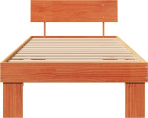 vidaXL Ramka łóżka Woskowy brąz 100 x 200 cm Lite drewno sosnowe 4