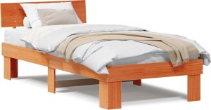 vidaXL Ramka łóżka Woskowy brąz 90 x 200 cm Lite drewno sosnowe 2
